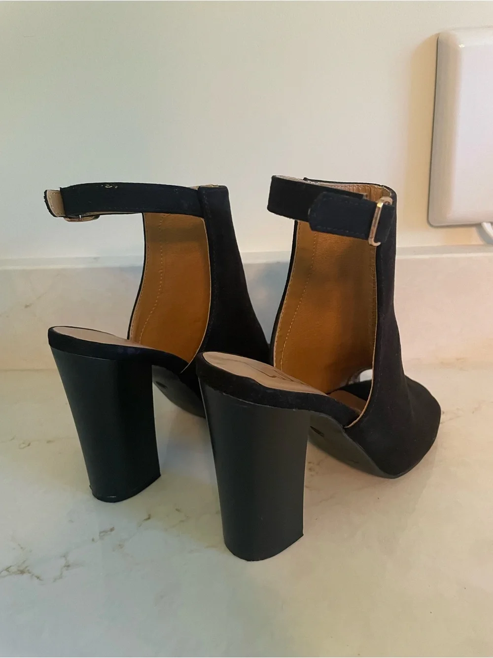 Lulus Budding Romance Black Suede Peep-toe Booties - Size 8